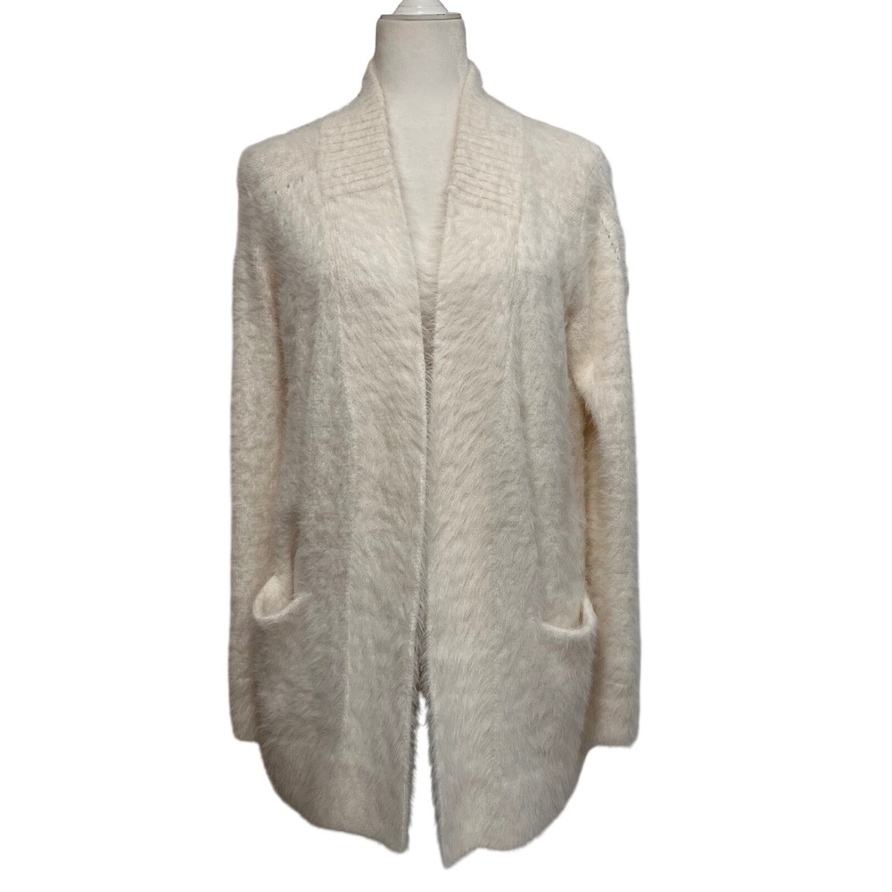 Banana Republic Cream Fuzzy Knit Cardigan Sweater Women's Size S Pristine‎ Cozy